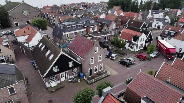village town in the Netherlands shot with a drone