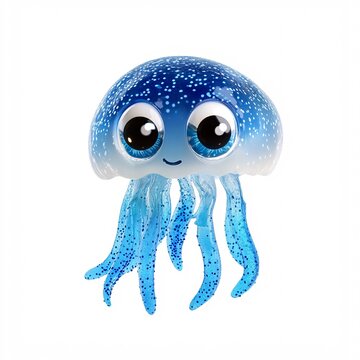 Fototapeta Adorable Jellyfish with Big Eyes Isolated on White Background
