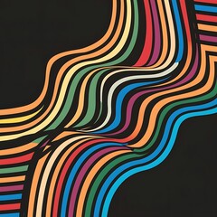 Colored stripes on black background, vector