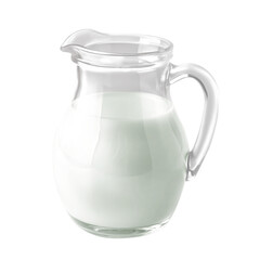 fresh milk  in glass jug, transparent background, pro PNG transparent background