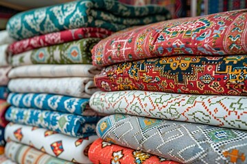 Independence Day (Uzbekistan). A montage of colorful traditional Uzbek textiles and fabrics, showcasing the intricate patterns and vibrant colors of the country's cultural heritage.