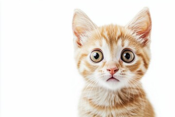 Adorable orange tabby kitten with wide eyes.