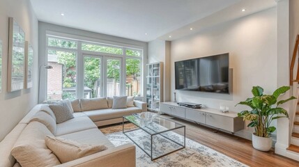 Fototapeta premium Modern Living Room with Natural Light and Stylish Decor