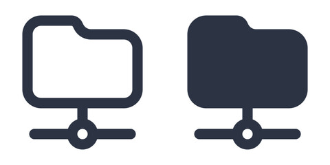 Network Folder simple icons set designed in filled, outline, line and stroke style