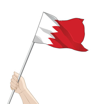 recommend clip art: Hand holding a waving Bahrain flag vector