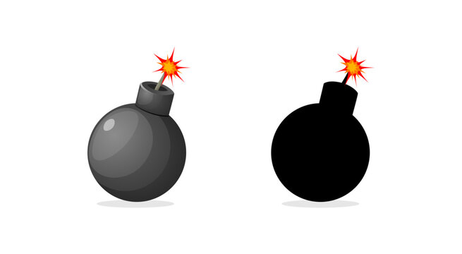 Bomb ball sparkles vector illustration. Lit bomb with a sparkled fuse