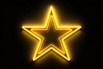 Neon yellow star on black background