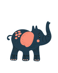 Cartoon-style elephant with big ears and a long trunk.