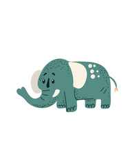 Cute cartoon elephant with a big smiling face.