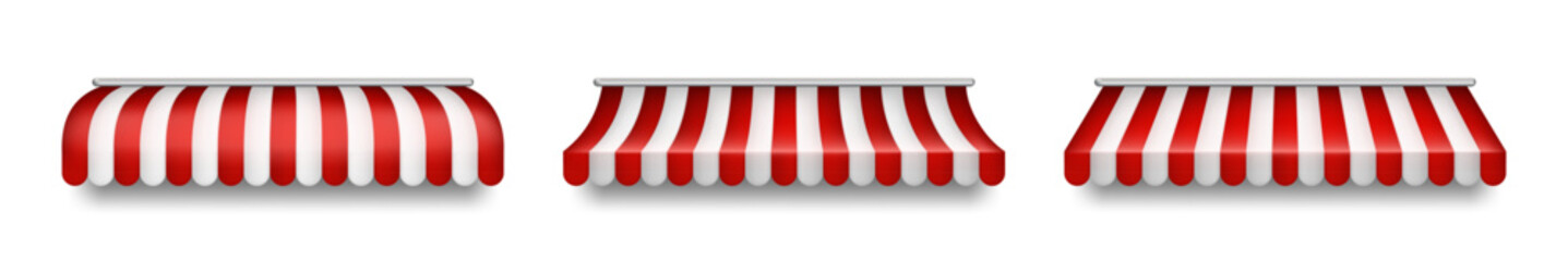 Market red and white roof vector illustration. Market stall with a red and white striped roof © 11ua