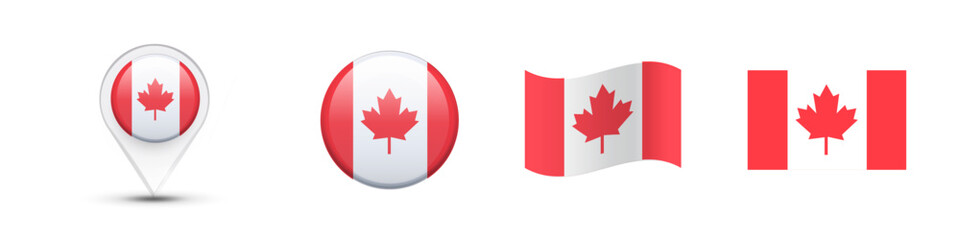 Canada flag vector button set. Canada flag buttons in different styles