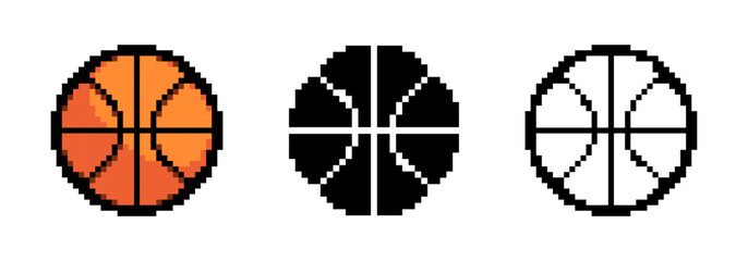 Pixelated basketball icons in retro style © 11ua