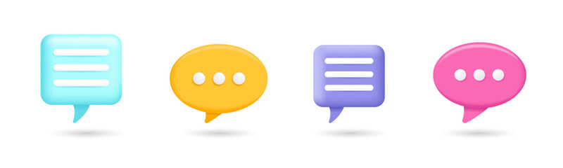 Speech bubble frame 3D vector icon set
