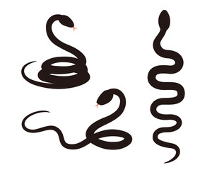 ヘビのシルエット　年賀状素材　巳年