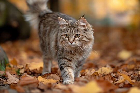 Generated with AI technology picture of wild cat life in forest