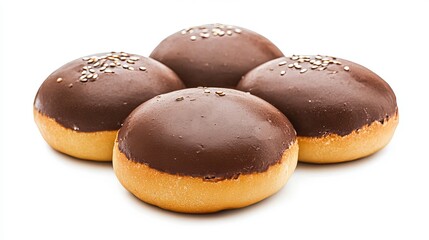 Chocolate mantou bun set against an isolated white background.