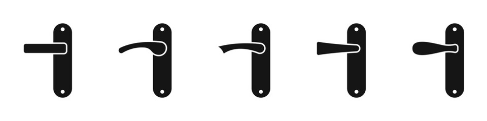 Door handle flat silhouette icons