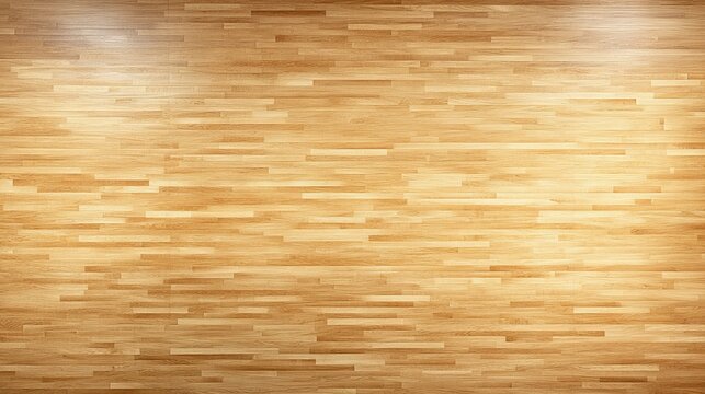 An overhead view of a hardwood maple basketball court floor.