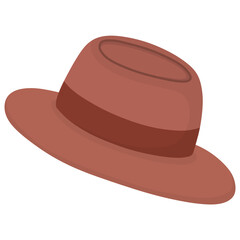 Hand drawn brown hat cartoon illustration