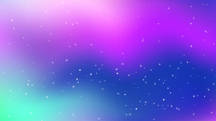 background with stars, night sky scene, vibrant blue and pink northern lights vector illustration