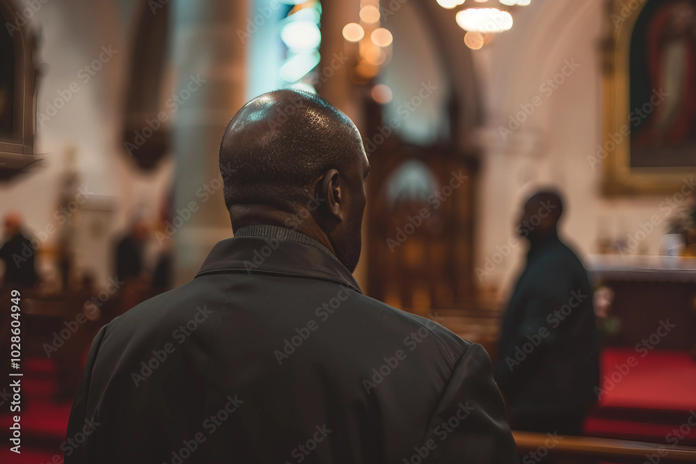 Wall mural generative ai photo church service sunday, congregation sing hymns celebrating resurrection jesus