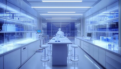Advanced scientific research taking place in a well-equipped biomedical lab.