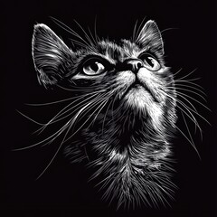 Naklejka premium black and white cat