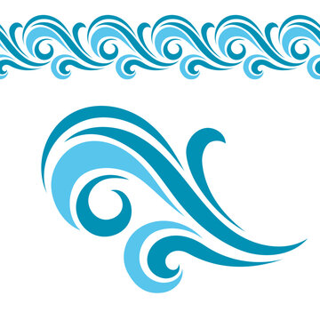Water Wave Logo abstract design. Cosmetics Surf Sport Logotype concept.