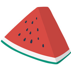 Cartoon illustration of watermelon cut into pieces 
