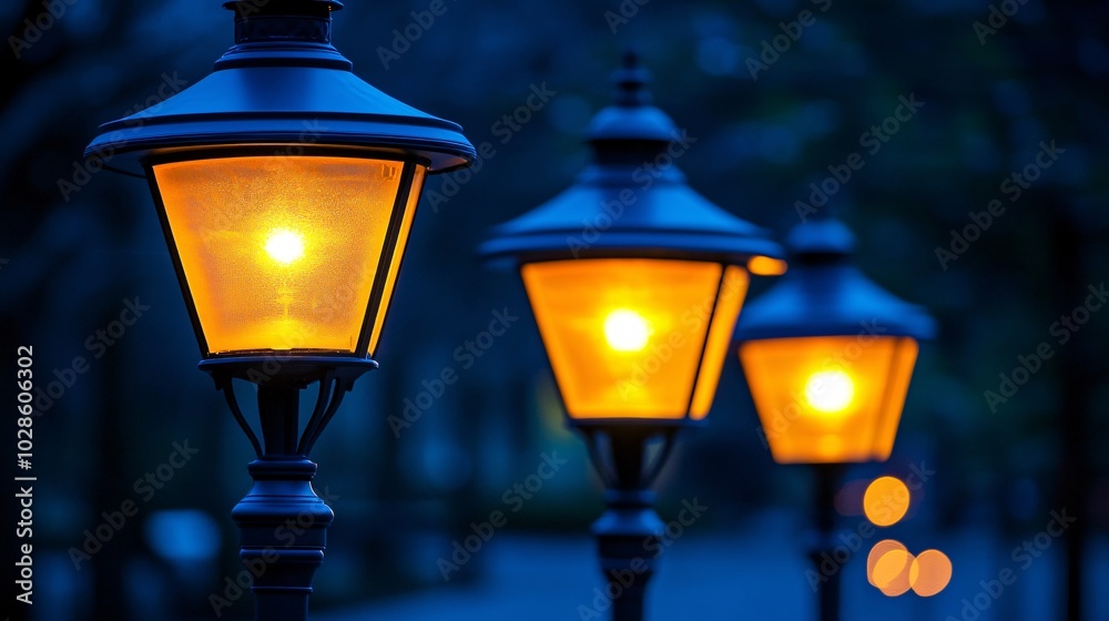 Aufkleber smart public lighting systems adjusting based on environmental conditions in a futuristic urban area