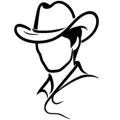 Minimalist cowboy portrait silhouette
