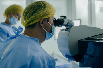 Eye surgery in a modern clinic. Vision correction	
