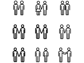 Set of people icons in flat style crowd group of people icons set 