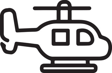 Helicopter vector illustration outline icon. Silhouette art of helicopter.