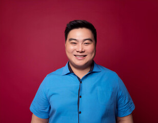 Obraz premium Headshot Portrait of a Smiling Man with Contemporary Style, Isolated on Color Background with Ample Copy Space