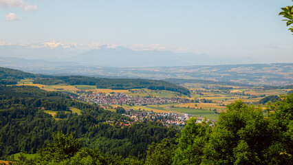 Fototapeta premium Picturesque Panoramic Landscape View of Scenic Countryside Valley