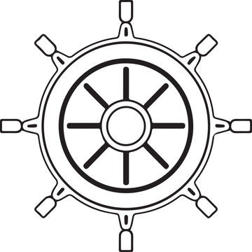 recommend clip art: Ship steering vector illustration outline icon. Silhouette art of steering.