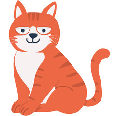 Hand drawn orange cat cartoon illustration 