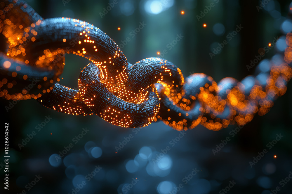 Poster a blockchain firm partnering with a telecom company to enhance network security, representing blockc