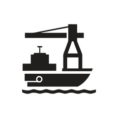 Cargo ship icon on white background