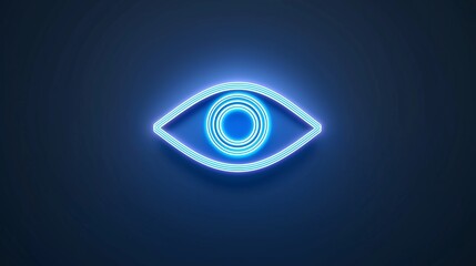 A minimalist digital eye icon glowing softly on a dark background, representing digital vision and eye care.