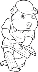 Guinea pig Cricket Cricket bat Animal Vector Graphic Art Illustration
