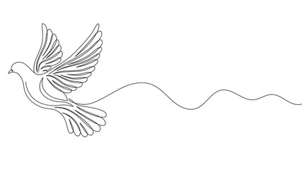 Dove line art style vector illustration. Dove as a symbol of peace and purity eps 10