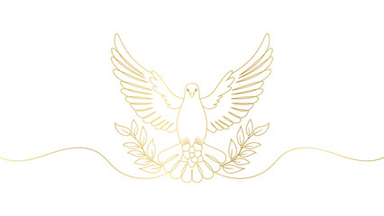 Dove line art style vector illustration. Dove as a symbol of peace and purity eps 10