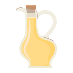 Olive oil in a glass bottle.Extra virgin olive oil.Vector illustration.Isolated on white background.