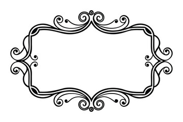 A black and white picture frame with a decorative design.