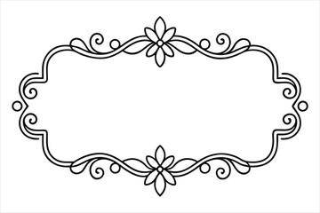 A black and white picture of a frame with a floral design.