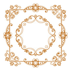 A gold frame with a design that says the name on it.