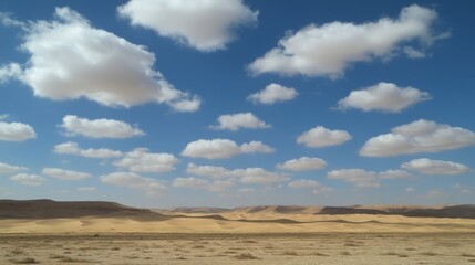 Desert Landscape with Blue Sky and Scattered Clouds