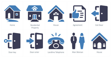 A set of 10 mix icons as home, residential property, house